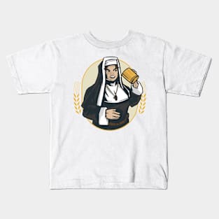 Funny Nun Drinking Beer Kids T-Shirt